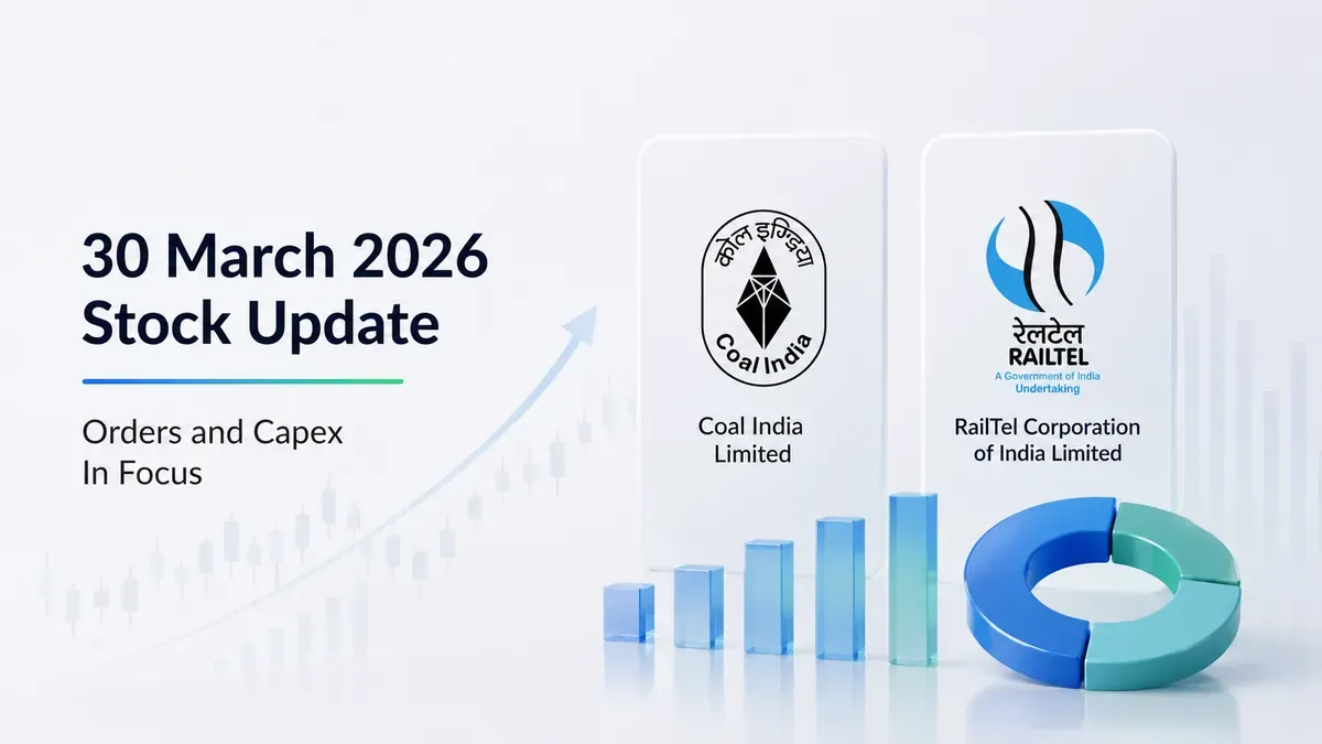 30 March 2026 Stock Update: Orders and Capex Put Coal India Ltd, RailTel Corporation of India Ltd In Focus