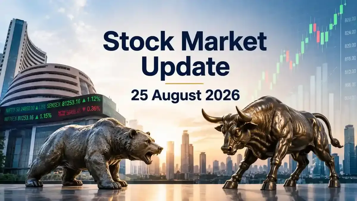 stock market update sensex nifty 25 august 2026 Stock Market Update 25 August 2026: Sensex Loses Over 100 Pts; Nifty 50 Below 24,200