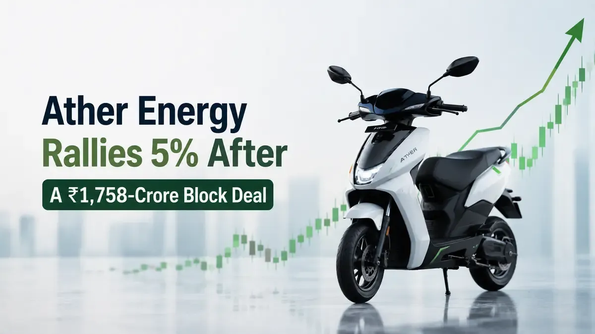 ather energy shares rise 1758 crore block deal hero motocorp stake Ather Energy Rallies 5% As ₹1,758-Crore