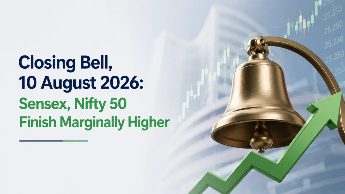 closing bell 10 august 2026 sensex nifty 50 end marginally higher in narrow trade Closing Bell, 10 August 2026