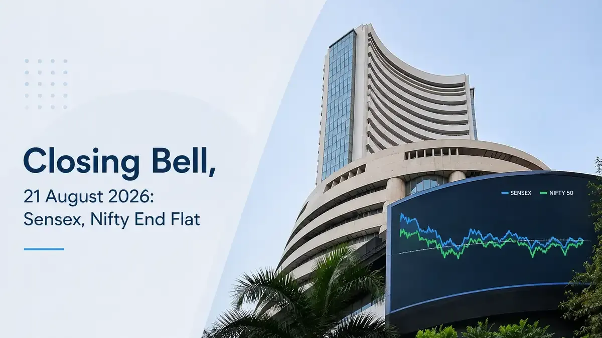 closing bell 21 august 2026 sensex nifty end flat Closing Bell, 21 August 2026