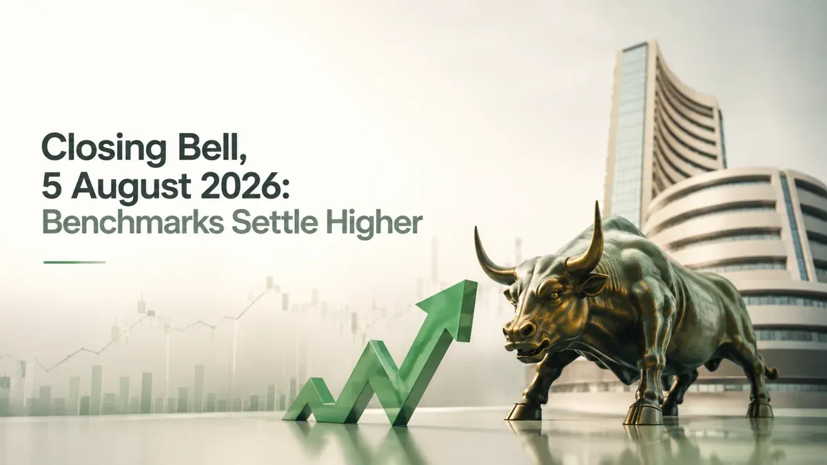 closing bell 5 august 2026 sensex nifty end higher Closing Bell, 5 August 2026: Benchmarks End In Green