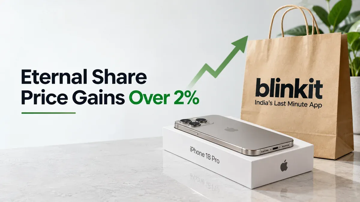 eternal shares rise blinkit iphone 18 pro delivery Eternal Share Price: Stock Gains Over 2% as Blinkit Adds iPhone 18 Pro Delivery