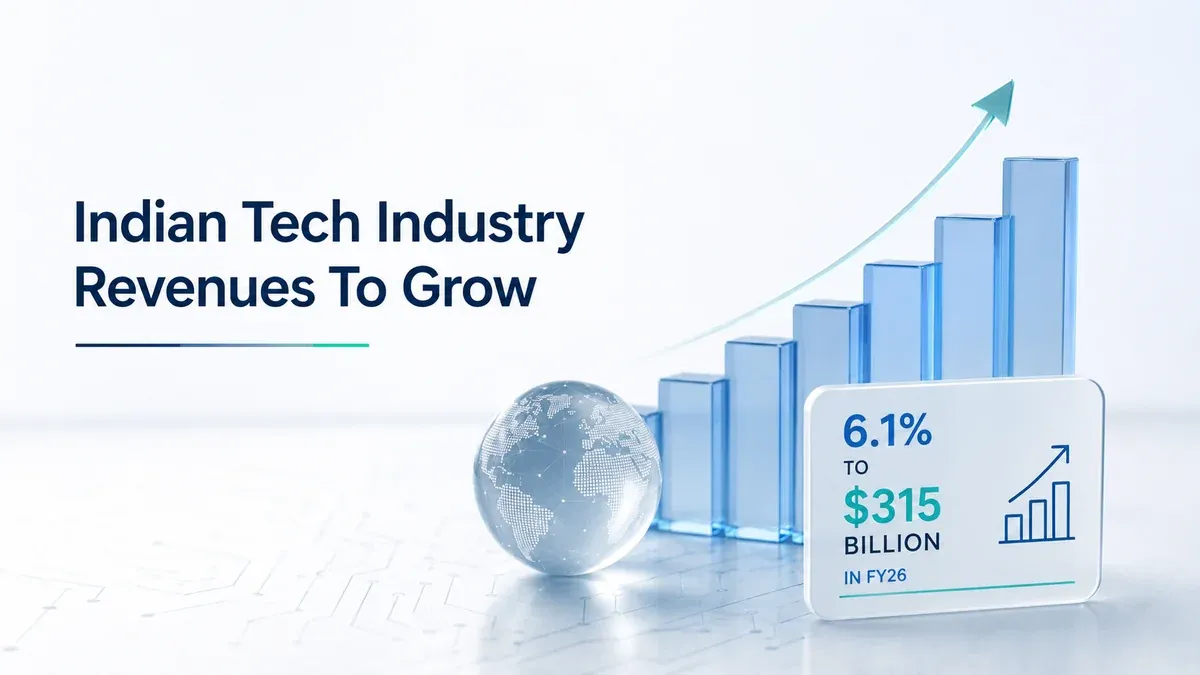 Indian Tech Industry Revenues To Grow 6.1% To $315 Billion In FY26: Nasscom Indian Tech Industry Revenues To Grow 6.1% To $315 Billion In FY26: Nasscom