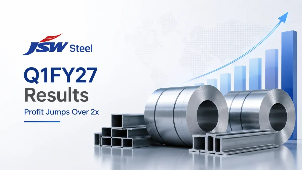 jsw q1fy27 results profit jumps beats estimates JSW Q1FY27 Results: Profit Jumps Over 2x; Higher Steel Prices Lift Earnings