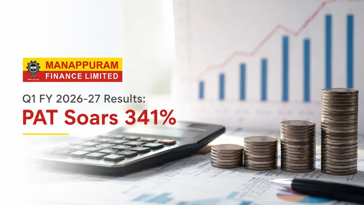 manappuram finance q1 fy 27 results pat 585 crore Manappuram Finance Q1 FY 2026-27 Results: PAT Soars 341% To ₹585 Crore