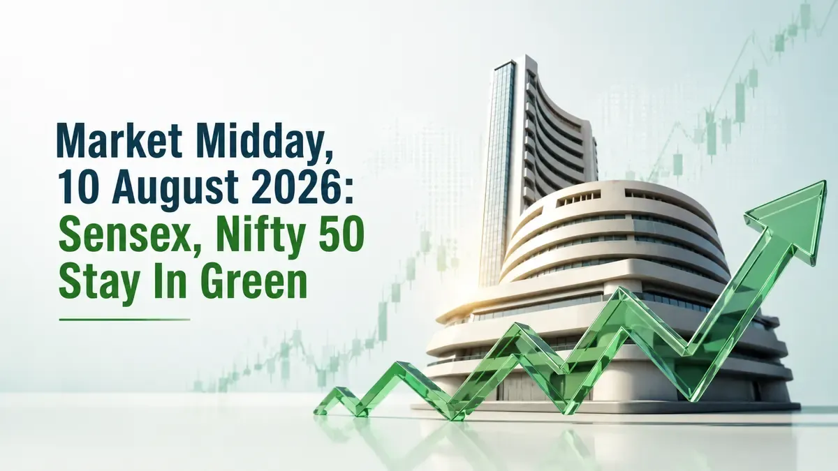 mid market sensex nifty 50 trade marginally higher Market Midday, 10 August 2026