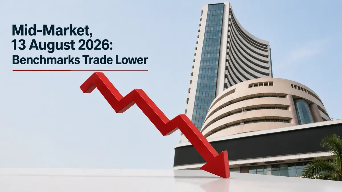 market mid day 13 august 2026 sensex nifty trade lower Market Midday, 13 August 2026
