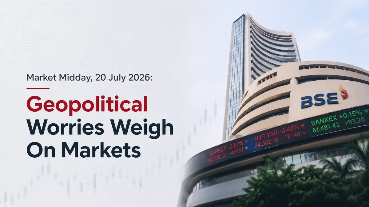 Market Midday, 20 July 2026: West Asia Crisis Drags Benchmarks