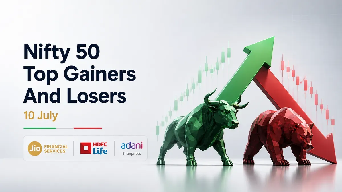 Nifty 50 Top Gainers and Losers Today, July 10: Jio Financial, HDFC Life, Adani Enterprises Gain; Dr Reddy's, Eternal Lead Declines