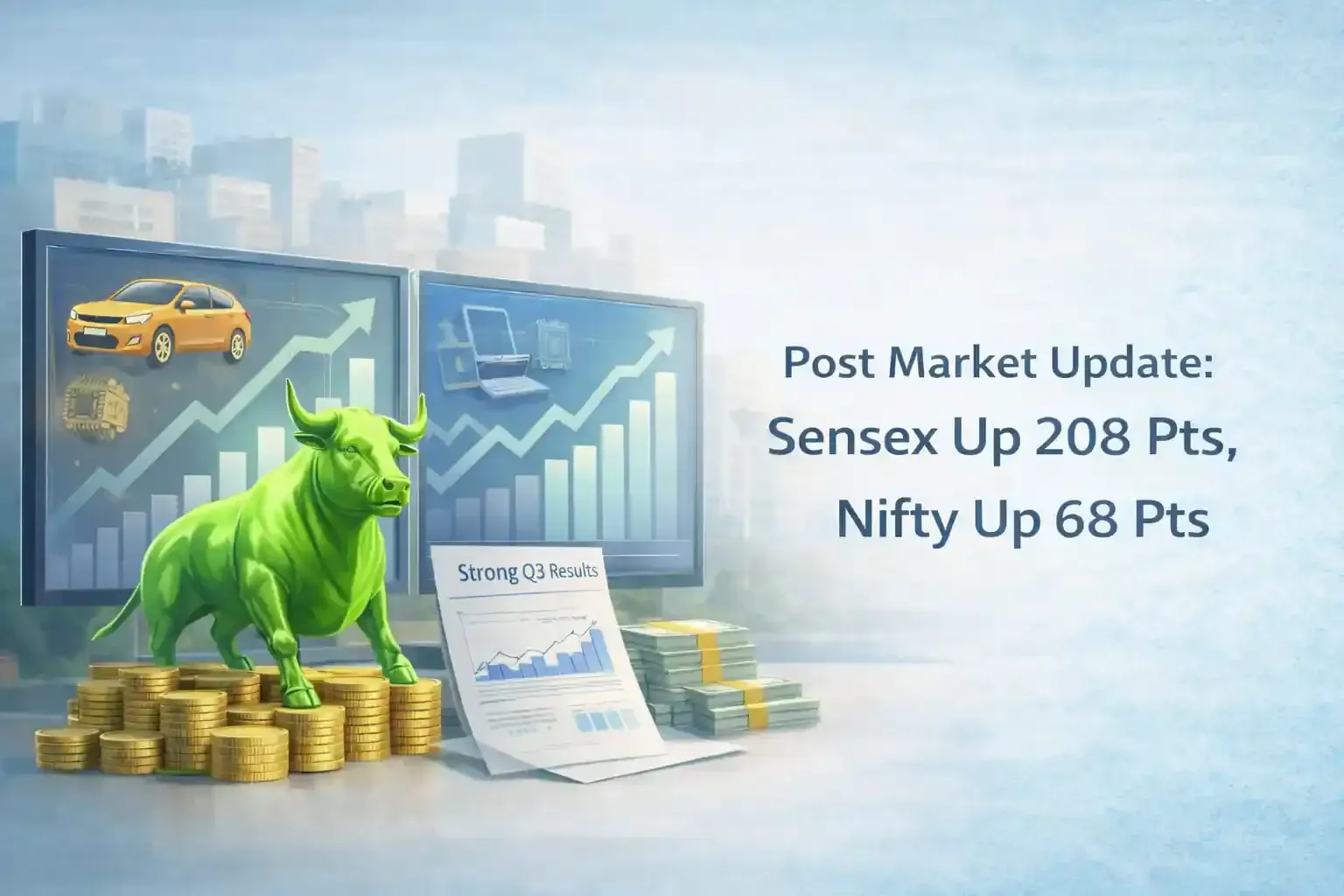 Post Market Update: Sensex Up 208 Pts, Nifty 50 Up 68 Pts 