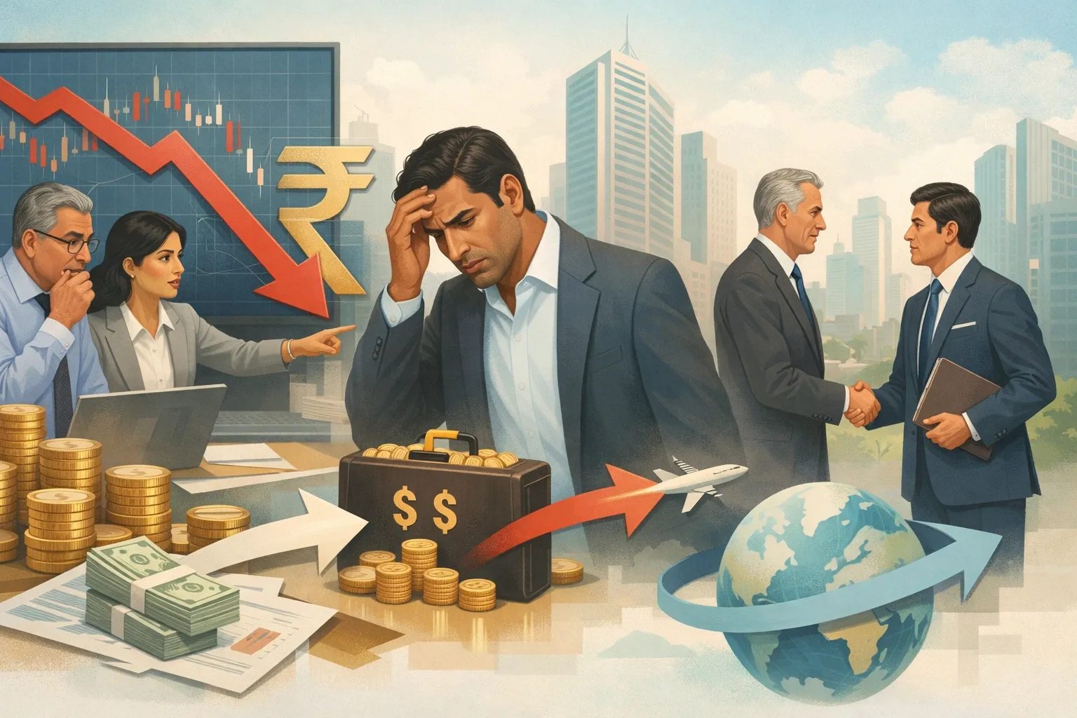 Rupee Slides to Record Low of 91.08 Amid FII Outflows, FDI Repatriation