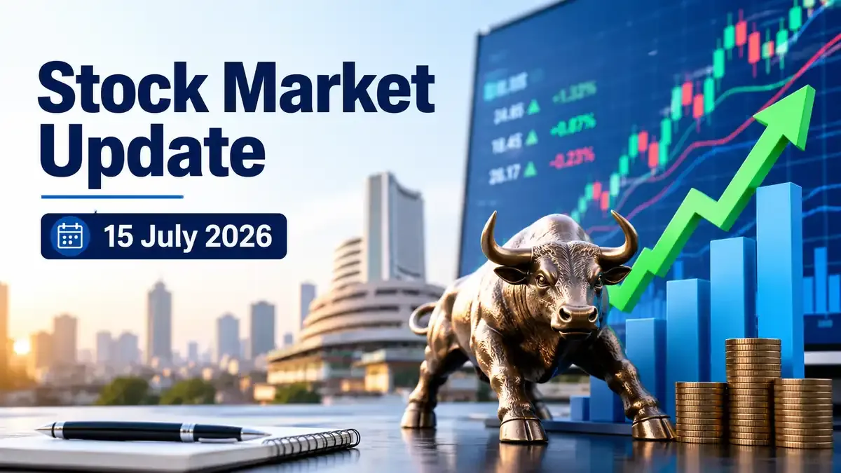 stock market update sensex nifty 15july 2026 Stock Market Update 15 July 2026: Sensex Gains Over 300 Pts; Nifty 50 Above 24,100