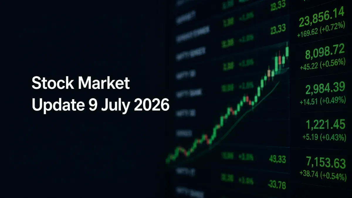 stock market update sensex nifty 9july 2026 Stock Market Update 9 July 2026: Sensex Gains Over 300 Pts; Nifty 50 Near 24,000
