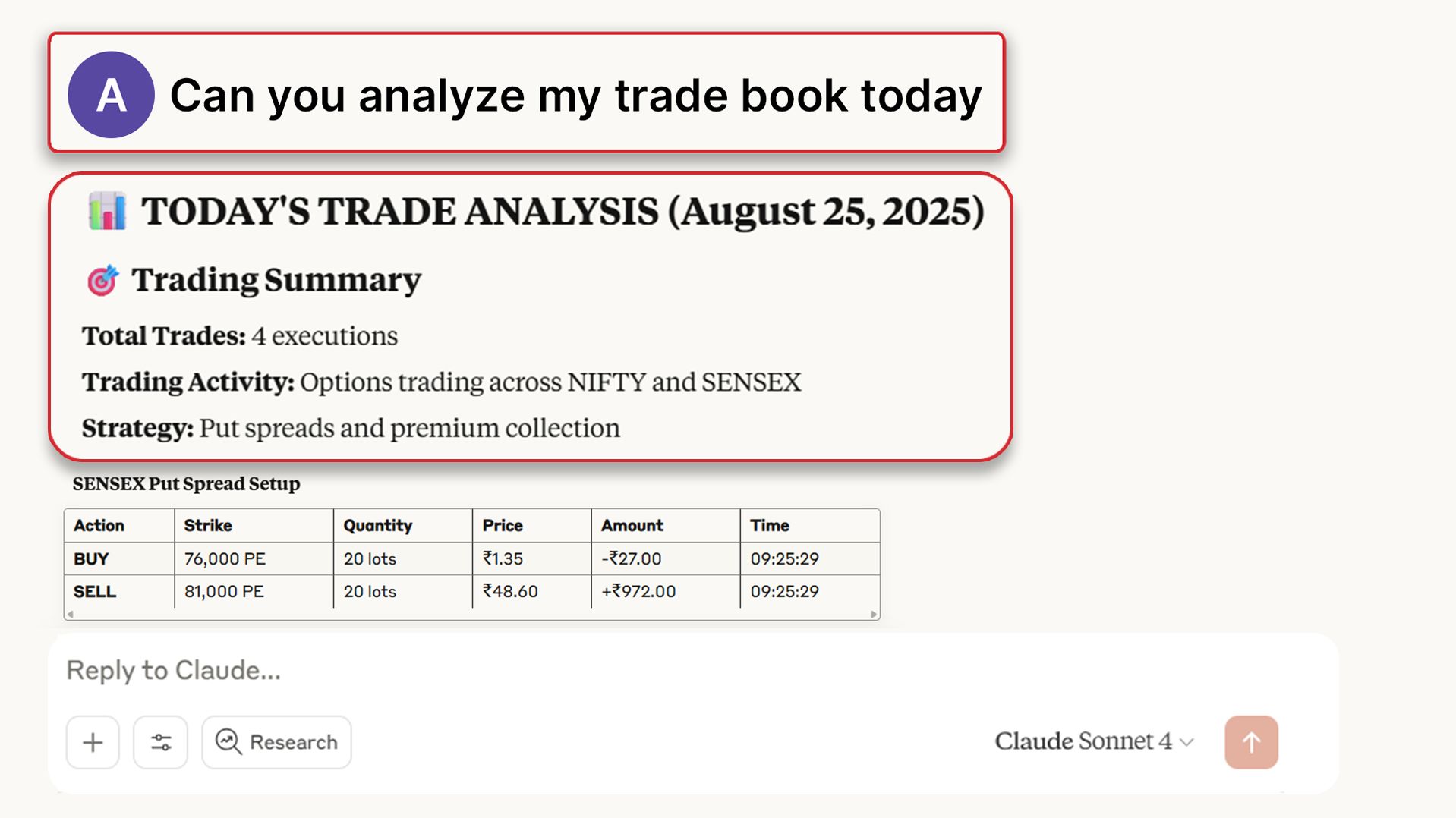 Trade book Analysis
