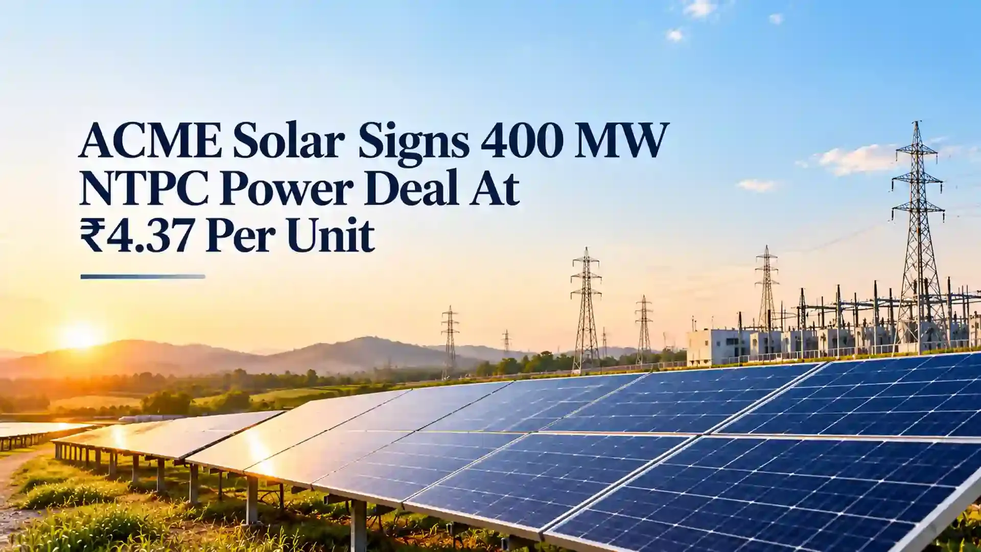 ACME Solar Signs 400 MW NTPC Power Deal At ₹4.37 Per Unit