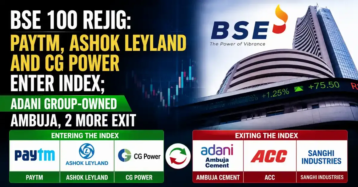 paytm-ashok-leyland-cg-power-added-to-bse-100-ambuja-cements-exits paytm-ashok-leyland-cg-power