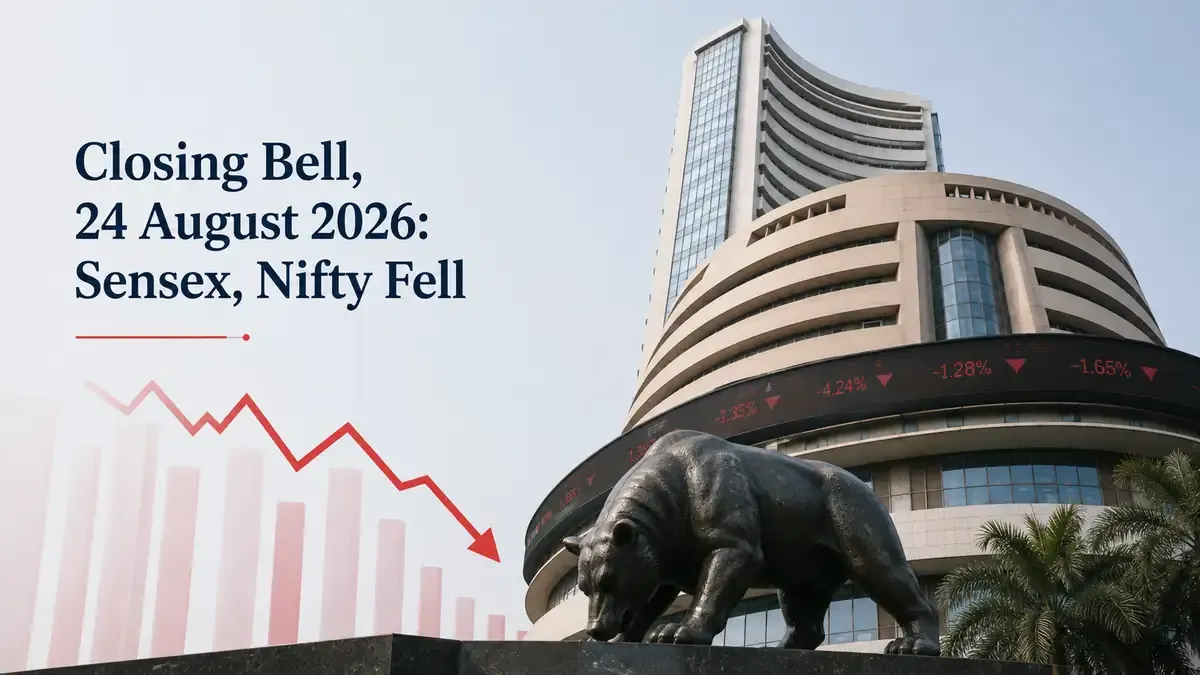closing bell 24 august 2026 sensex nifty fall Closing Bell, 24 August 2026