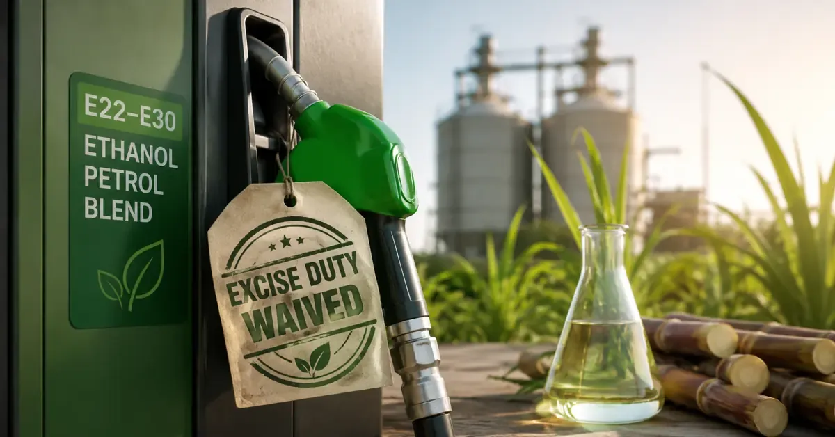 india-excise-duty-waiver-ethanol-petrol-blends-e22-e25-e27-e30-blending-programme india-excise-duty-waiver-ethanol-petrol-blends-e22-e25-e27-e30