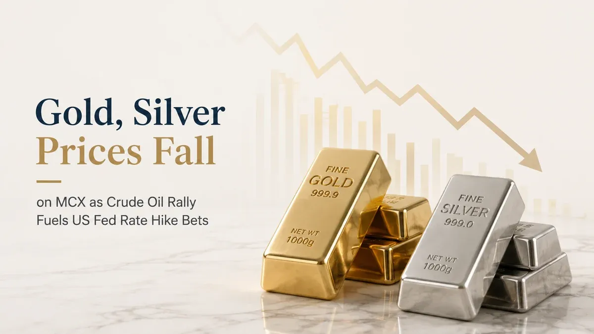 gold silver prices fall on mcx as crude oil rally fuels us fed rate hike bets Gold, Silver Prices Fall on MCX as Crude Oil Rally Fuels US Fed Rate Hike Bets