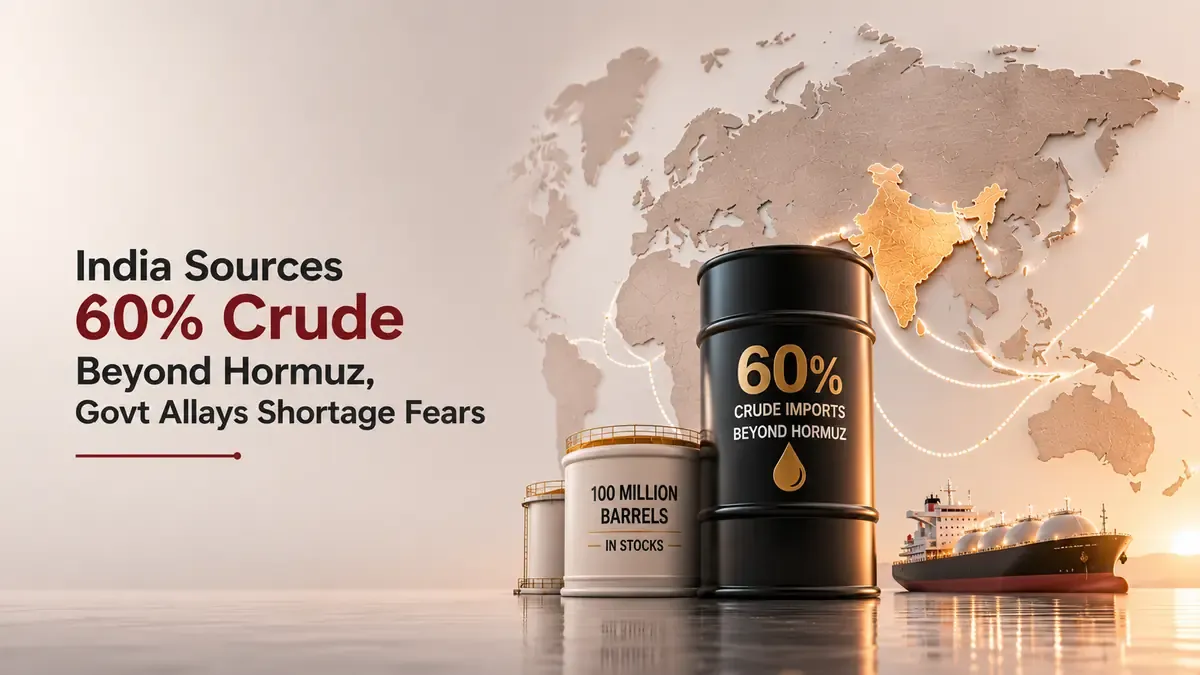 India Sources 60% Crude Beyond Hormuz, Govt Allays Shortage Fears