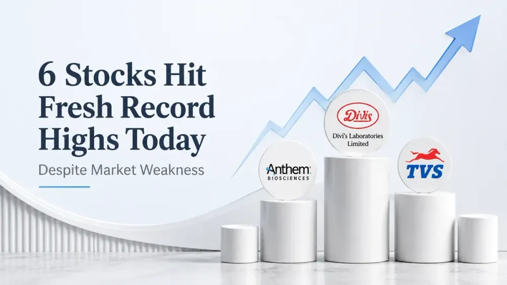 stocks fresh record highs anthem biosciences divis labs tvs motor 6 Stocks Hit Fresh Record Highs Today Despite Market Weakness
