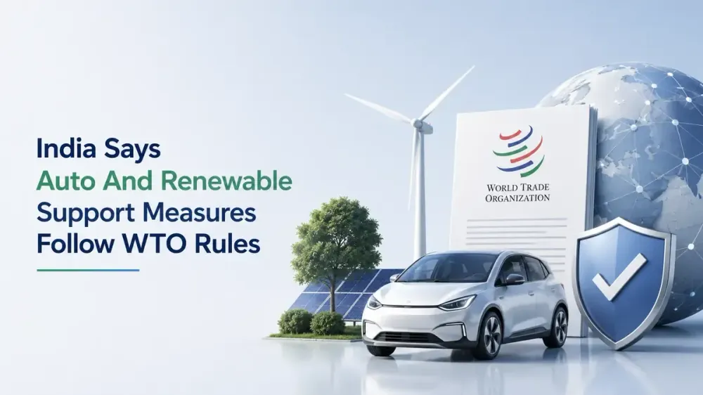 India Says Auto And Renewable Energy Support Measures Follow WTO Rules India Says Auto And Renewable Energy Support Measures Follow WTO Rules