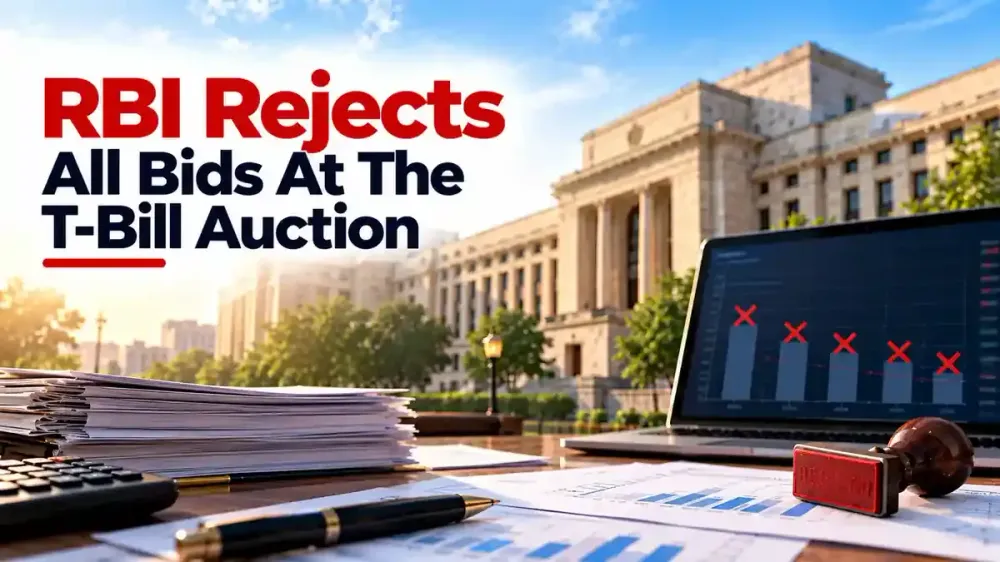 rbi rejects tbill auction bids as bond yield climbs RBI Rejects All Bids At ₹23,000 Crore Treasury Bill Auction As 10-Year Bond Yield Hits Nearly Four-Year High Of 7.44%