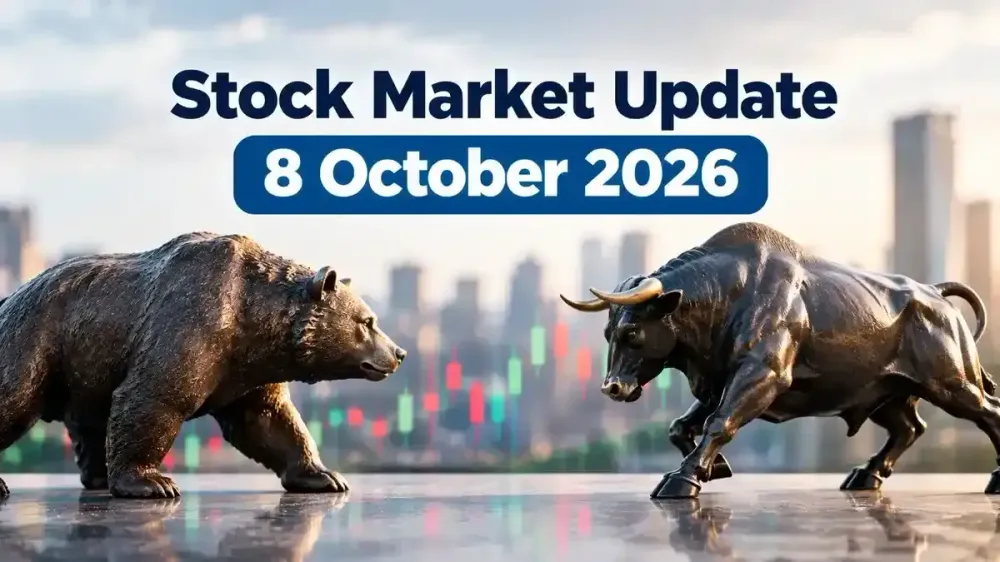 stock market update 8 october 2026 sensex nifty Stock Market Update 8 October 2026: Sensex Dropped Over 350 Pts; Nifty 50 Below 22,500 In Early Trade