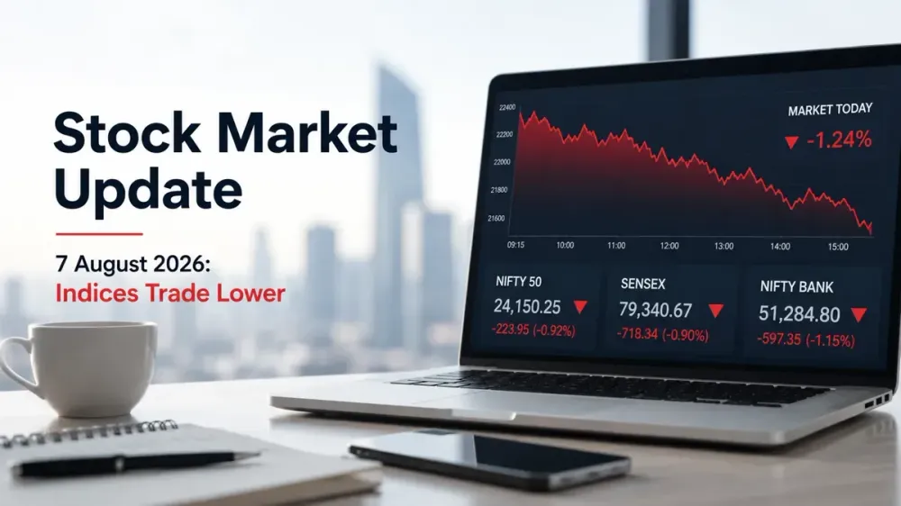 Stock Market Update 7 August 2026: Sensex Drops Over 300 Pts; Nifty 50 Below 24,600 