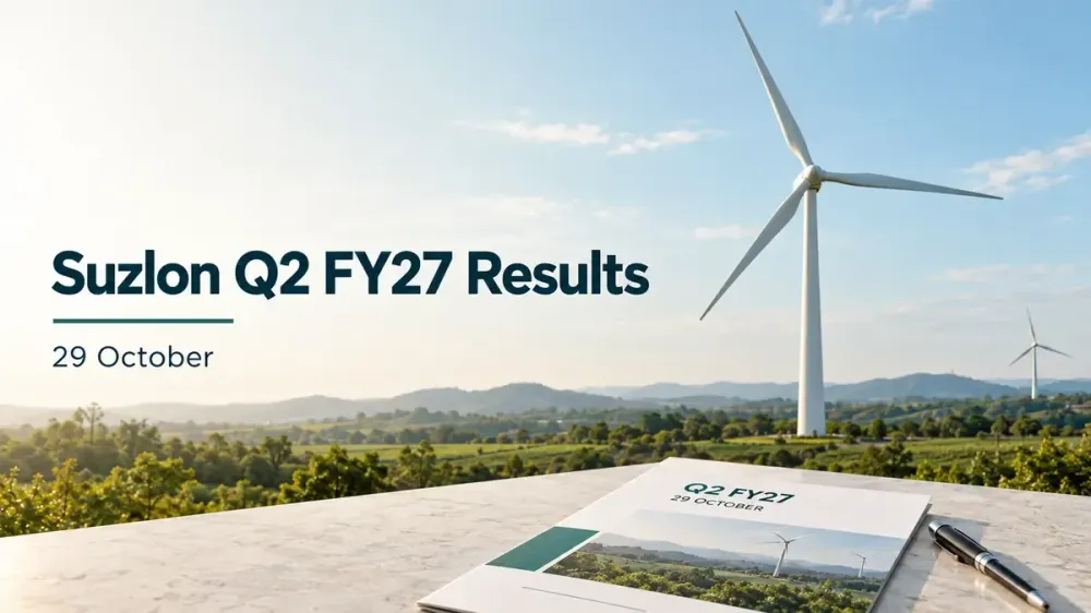 suzlon energy share price in focus as company announces q2 fy27 results Suzlon Energy Q2 FY27 Results To Be Announced On 29 October: Execution, Margins, And Share Price In Focus