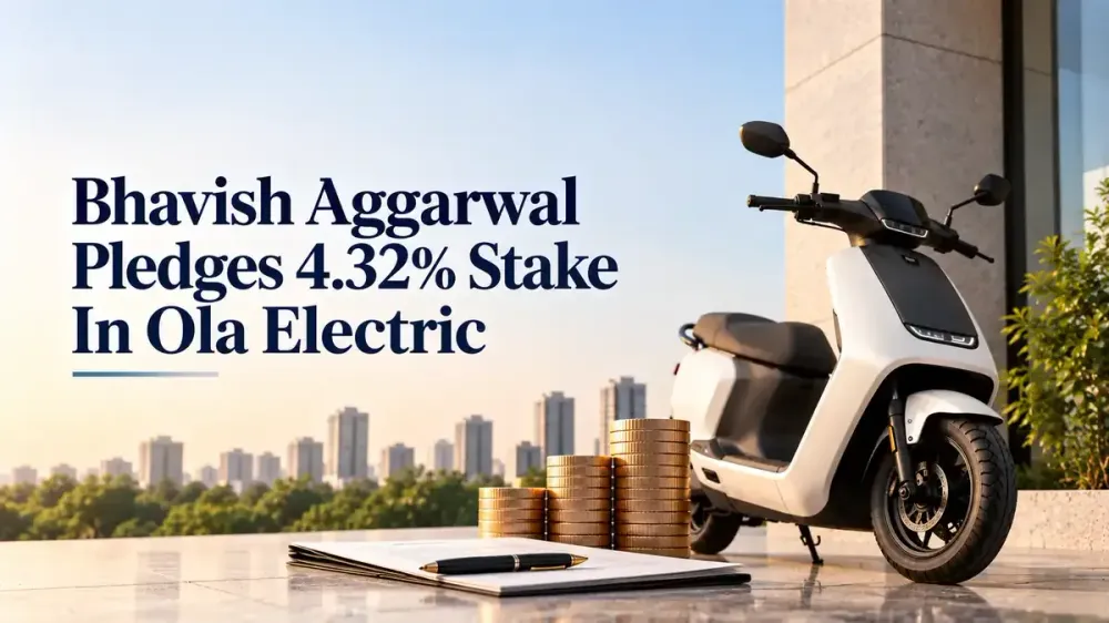 bhavish aggarwal pledges 4.32 stake ola electric rs 1000 crore rights issue Bhavish Aggarwal Pledges 4.32% Stake in Ola Electric
