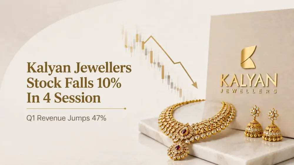 kalyan jewellers share price stock falls 10 percent four sessions q1 revenue growth Kalyan Jewellers Share Price: Stock falls 10% in 4 sessions; Q1 revenue jumps 47%