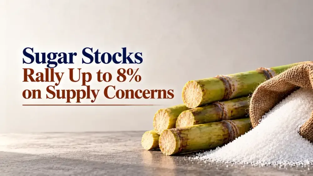 sugar stocks rally dhampur sugar balrampur chini Sugar Stocks Rally as Global Supply Concerns Grow; Dhampur Sugar, Balrampur Chini Jump Up to 8%