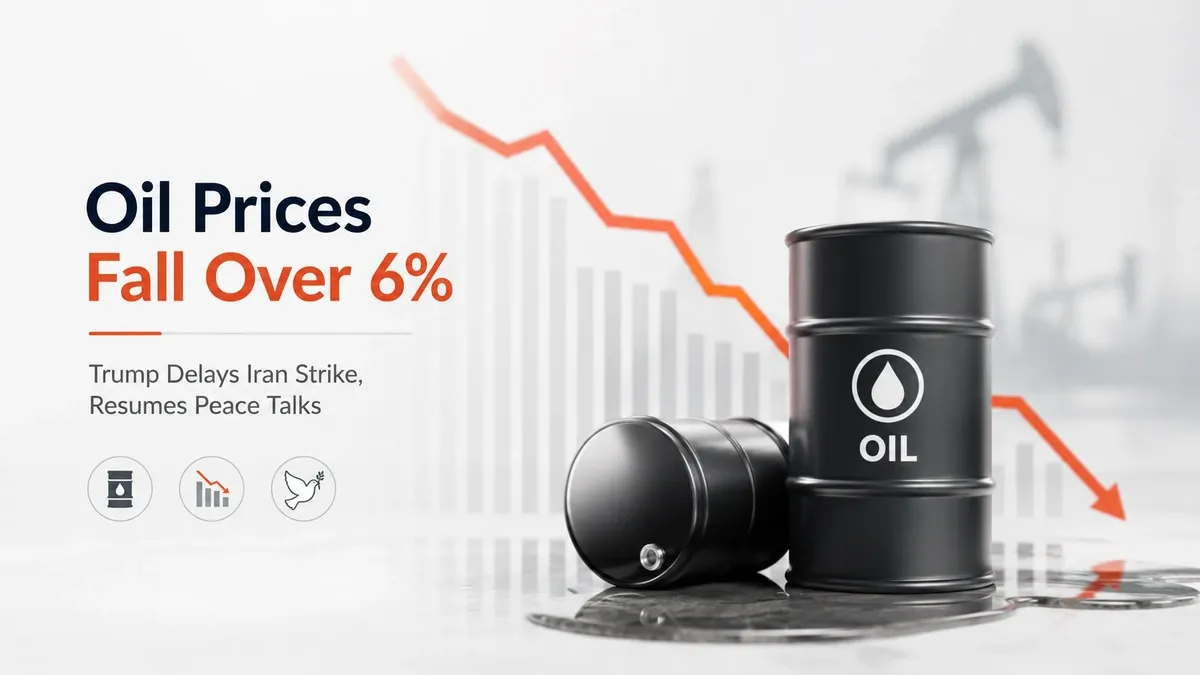 crude oil market update oil prices fall over 6 percent as trump delays iran strike resumes peace talks Oil Prices Fall Over 6% as Trump