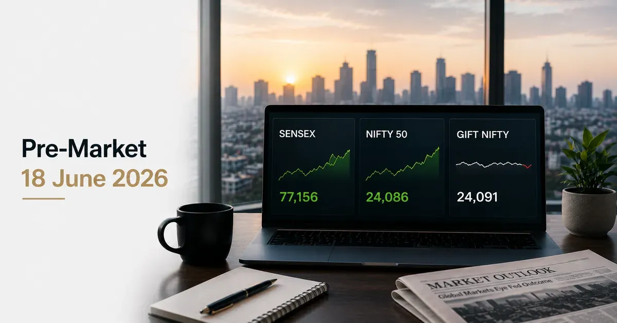 pre-market-18-june-2026-sensex-77156-nifty-24086-fed-decision-market-outlook pre-market-18-june-2026-sensex