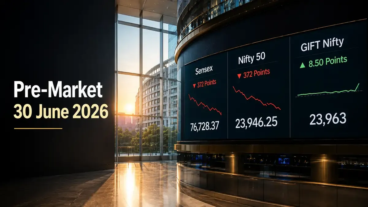 Pre-Market 30 June: Sensex Drops 372 Points, Brent Climbs Above $73; Key Market Triggers For Tuesday