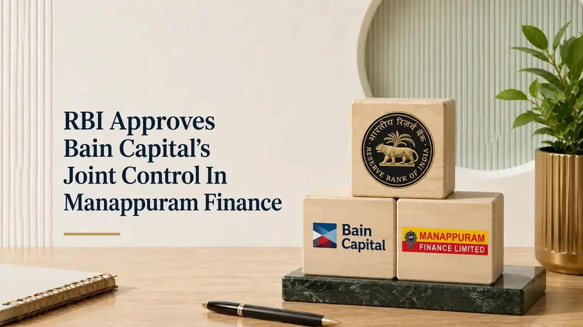 RBI Approves Bain Capital’s Joint Control In Manappuram Finance