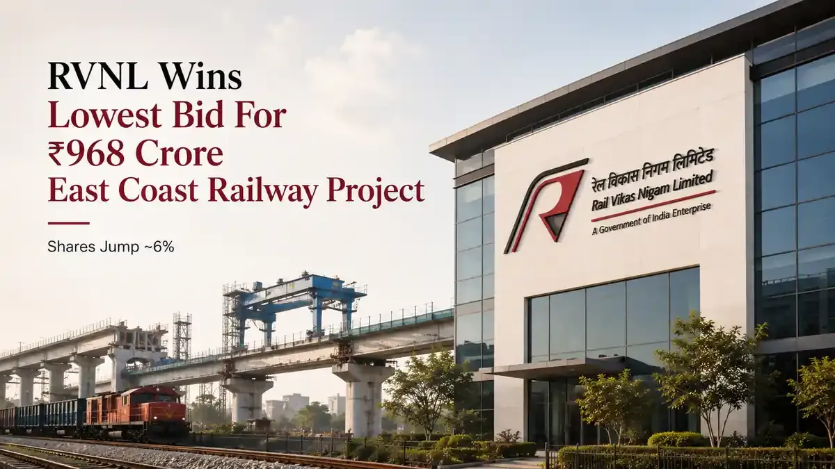 RVNL Wins Lowest Bid For ₹968 Crore East Coast Railway Project; Shares Jump ~6% 