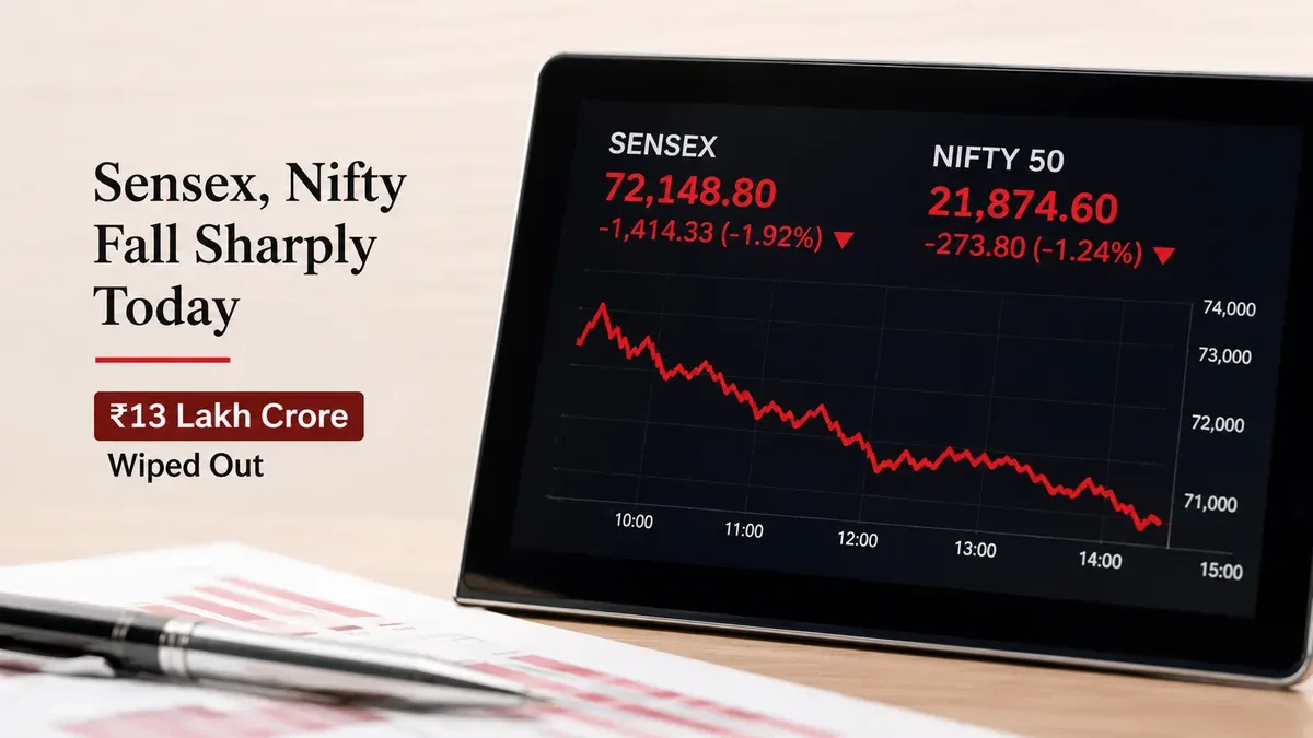 Sensex, Nifty Fall Sharply Today; ₹13 Lakh Crore Wiped Out