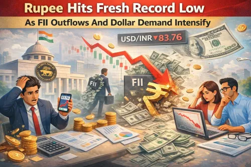 Rupee Hits Fresh Record Low As FII Outflows And Dollar Demand Intensify