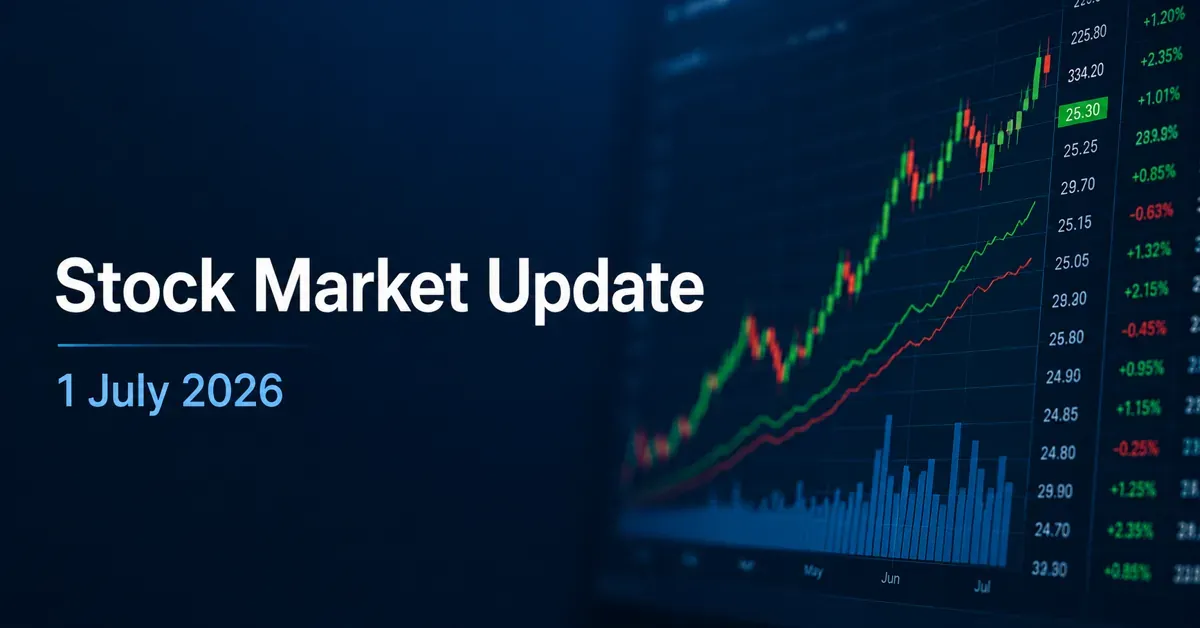 stock-market-update-sensex-nifty50-1july Stock Market Update 1 July 2026: Sensex Gains Over 150 Pts; Nifty 50 Above 23,900