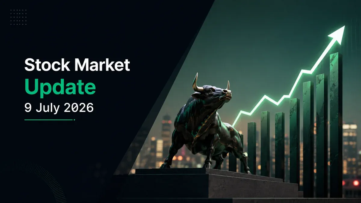 stock market update sensex nifty 9july 2026 Stock Market Update 9 July 2026: Sensex Gains Over 300 Pts; Nifty 50 Near 24,000