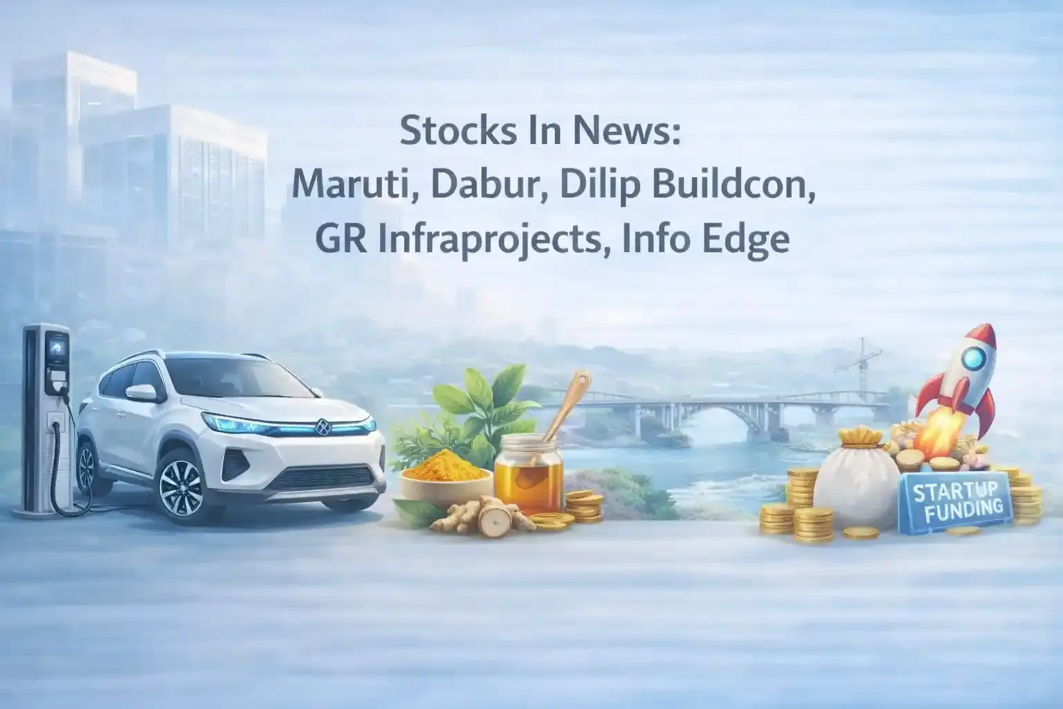 stocks-in-news-maruti-dabur-dilip-buildcon-gr-infraprojects-info-edge stocks-in-news-maruti-dabur-grinfra-dilipbuildcon-infoedge